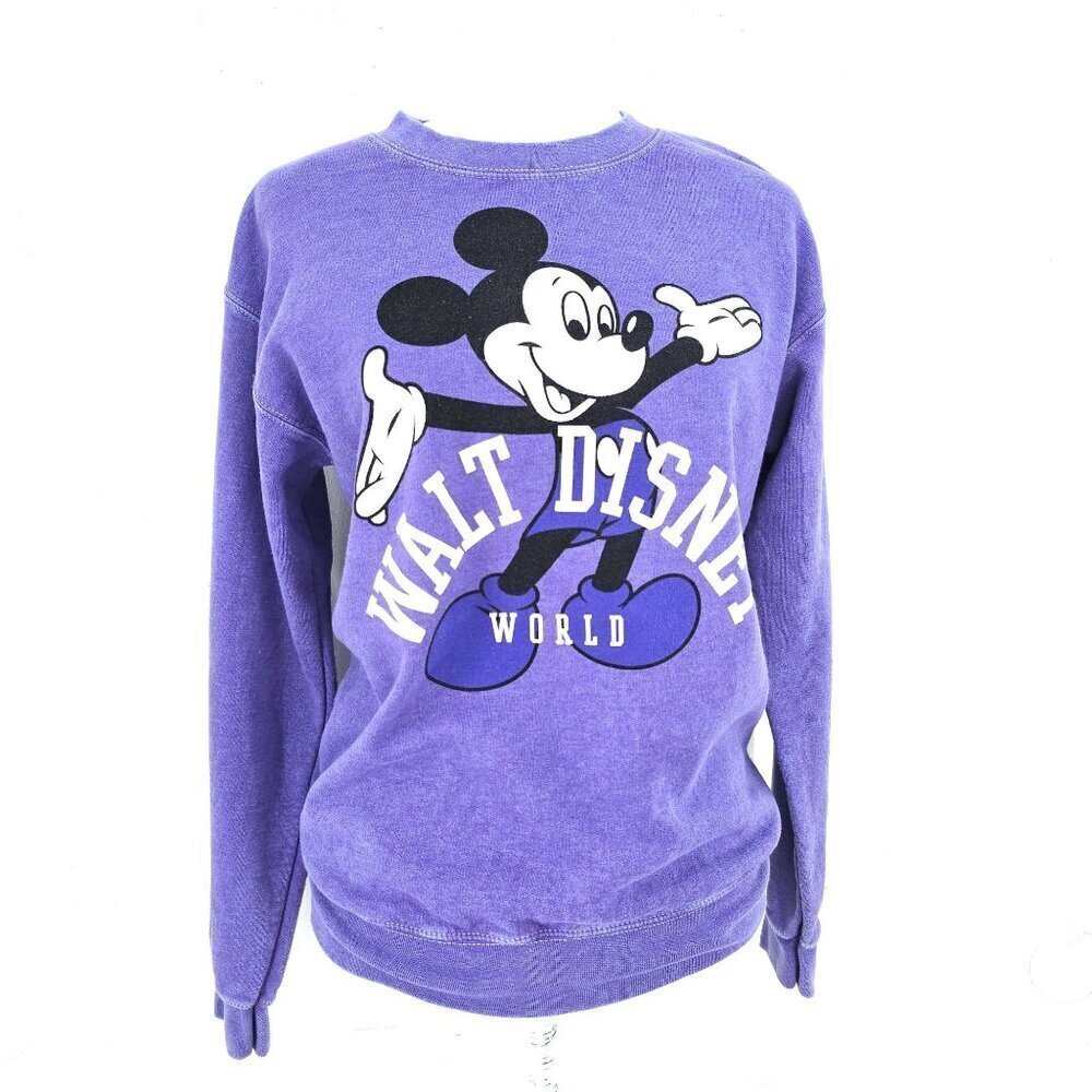 Vintage Disney World Parks Mickey Mouse Washed Purple Sweatshirt Women's Small